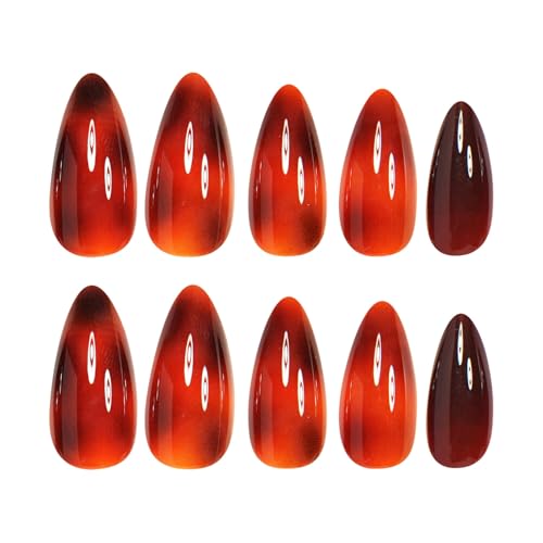 Image of Leopard Press on Nails Brown Fake Nails Short Almond False Nail with Design Cheetah Glue on Nails Artificial Acrylic Glossy Full Cover Fall Winter Sticker on Nail for Women Manicure 24Pcs
