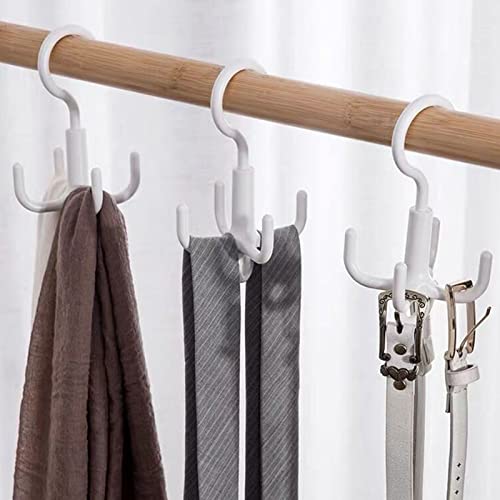Sihuuu Belt Hanger, Twirl Tie Rack, Scarf Holder Hook For Closet With 4 Claws, 360 Degree Rotating Closet Clothes Hangers, Good For Hanging Scarf, Ties, Hats, Towels,Bags(2 Pcs) #TOP5