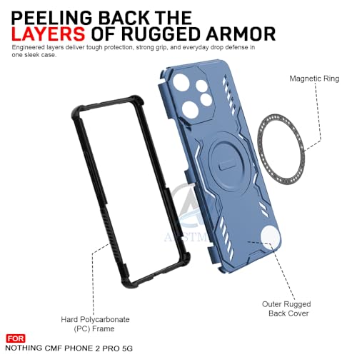 Image of AESTMO Back Case Cover for Nothing CMF Phone 2 Pro 5G | Magnetic Case with Built-in Metal Ring | Compatible with MagSafe Accessories | Shockproof Hybrid (PC + TPU