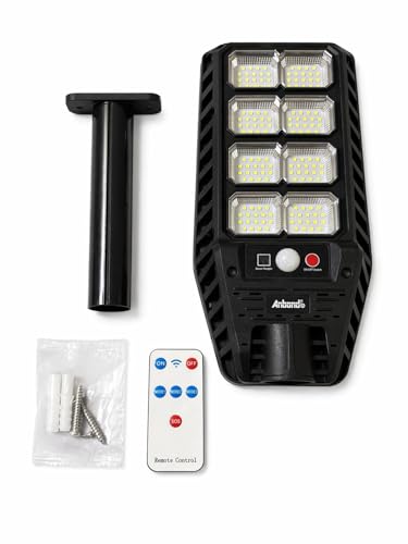 myself 21 SHOP® Lampione Stradale Faro 500W A Led Smd Con Pannello Solare E Sensore Crepuscolare Alta potenza + Staffa da parete, Impermeabile IP65 per Illuminazione Giardino, Casa, Negozio