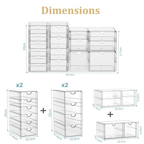 Organiseur Bureau Empilable 16 Tiroirs Transparent LC030 Laichuang