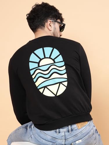 Image of Rigo Fleece Printed Round Neck Sweatshirt for Men | Full Sleeves Sweatshirt for Men | Casual Wear & Stylish Sweatshirts for Men