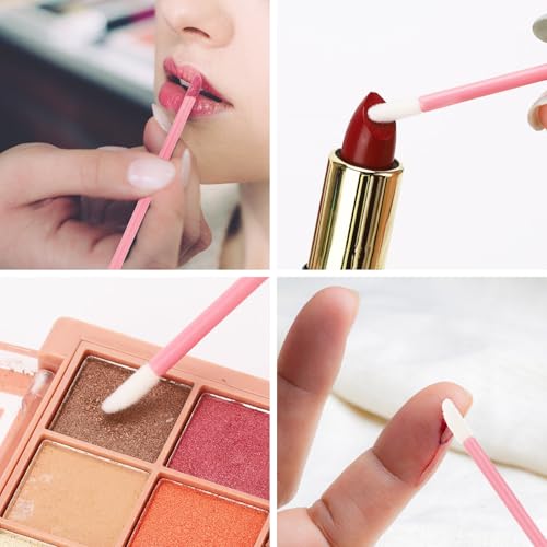Image of 300 Pcs Disposable Mascara Wands Dual Ended Eyelash Brush Lip Brush, Lipstick Applicator Eyebrow Spoolies for Eyelash Extensions, Portable Makeup Brush for Eyebrow, Lip - Pink