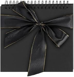 8 x 8 Inch Black Scrapbook Album - Hardcover Kraft Blank Memory Book for Wedding Baby Travel Student Record DIY Craft Projects
