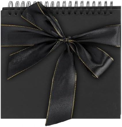 8 x 8 Inch Black Scrapbook Album - Hardcover Kraft Blank Memory Book for Wedding Baby Travel Student Record DIY Craft Projects