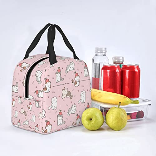Echoserein Cute Cartoon Cat Pink Lunch Bag Kawaii Insulated Lunch Box Reusable Lunchbox Waterproof Portable Lunch Tote For Women Girls #TOP6