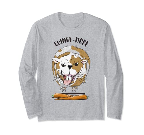 Hungry Guinea Pig eating carrots Long Sleeve T-Shirt, Grey