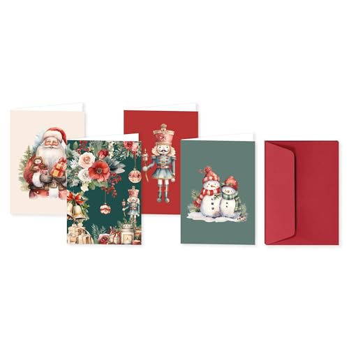 Clairefontaine 81006C - SET DE CORRESPONDANCE THÉMATIQUE, 8 enveloppes Pollen C6 (114x162mm) 120g + 8 cartes pliées 110x155m 185g, Souvenirs de Noël