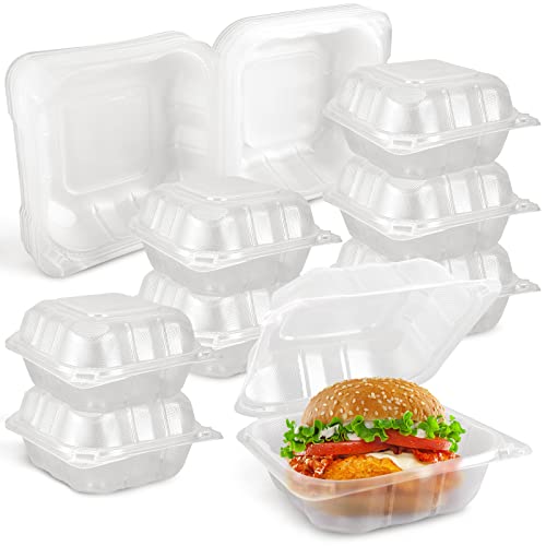 Dodheg 24 Pcs Clear Clamshell Take Out Containers, Plastic Food Container, Disposable Plastic To Go Containers, For Cakes, Hamburger, Etc, 6 X 6 Inch #TOP30