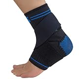 Zensah Elite Gel Sports Compression Ankle Sleeve with Removable Strap - Breathable, Lightweight, Premium Fabric, Comfortable (Black, Medium)