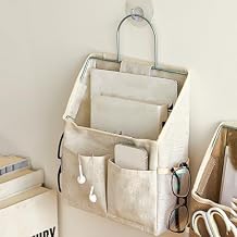 Wall Hanging Storage Bags for Organizing, Wall Hanging Storage Bag with 4 Pockets, Wall Pockets Organizer, Hanging Organizer for Dorm Kitchen Bathroom Bedroom Office Room RV CamperBeige