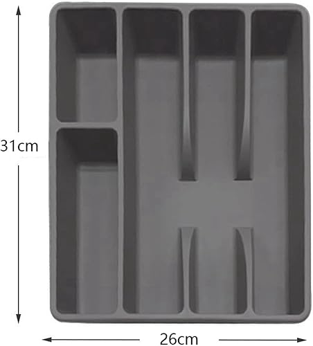 Miniatura 7 de ALOEU Caja organizadora de utensilios de almacenamiento, organizador de cubiertos, bandeja organizadora de cubiertos de plástico