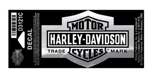 Harley-Davidson Long Bar & Shield Decal Chrome, Small Size Sticker D3121C