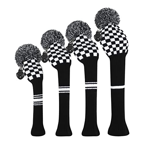 Scott Edward Knit Golf Club Cover, Black White Chessboard