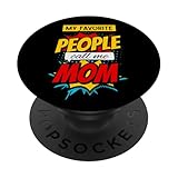 Comic-Style My Favorite People Call Me Mom Día de la Madre PopSockets PopGrip Adhesivo