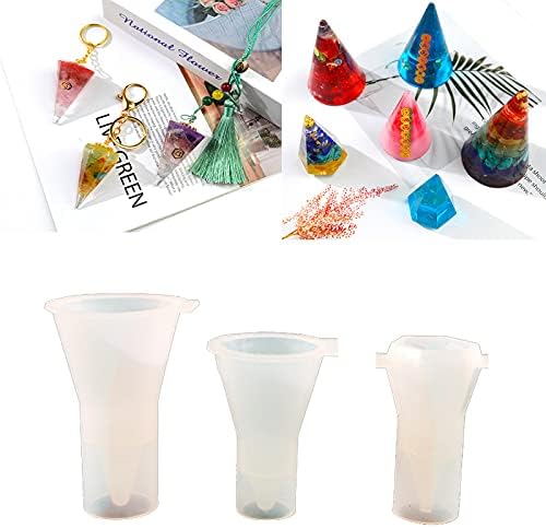 Miniatura 7 de MRRY Paquete de 3 moldes hexagonales de resina epoxi, moldes de silicona piramidal, moldes para hacer manualidades, para hacer manualidades, para