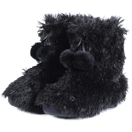 Women's Winter Fleece Slippers, Black, US 7/8