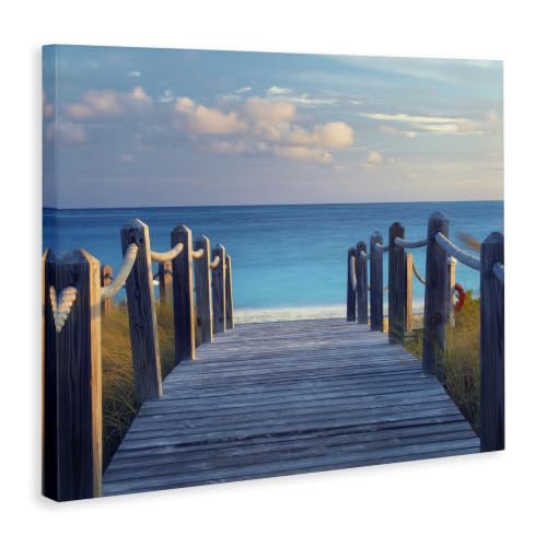 Summer Boardwalk Beach View, 16 x 20 Inch Canvas Wall Art by Stupell Industries - Used condition - Image 2