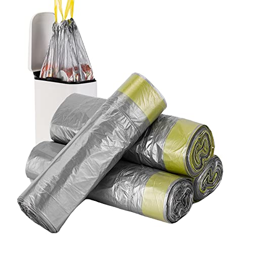 TOURRAMIT 10-15L 100 unidades 50×45CM Bolsa de basura con cordón Sacs Poubelles Sac Poubelle Cocina Bolsas de reciclaje Bolsas de compost Bolsas de basura extra fuertes Cocina Oficina Hogar Cover