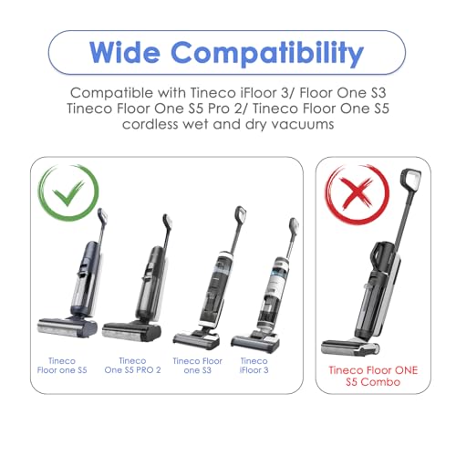 Image of (5 Pack) HEPA Filters Compatible With Tineco iFloor 3 / Floor One S3 / One S5 / One S5 Pro 2, Wet Dry Vacuum Cleaner Filter, Replacement Parts 5 Filters (Note: Not applicable to Floor ONE S5 Combo)