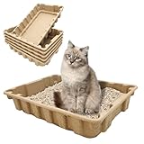 Hamiledyi 6pcs Disposable Cat Litter Box 17.9' L x 12.4' W x 3.9' H Recycled Paper Litter Tray Extra Large Cat Litter Pan Disposable Litter Boxes for Cats Kittens and Other Pets