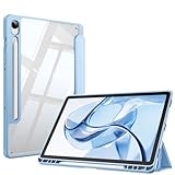 Fintie Hybrid Slim Case for Samsung Galaxy Tab S10 Lite/ S10 FE/ S9 FE 10.9 Inch/Tab S9 11 Inch with S Pen Holder, Shockproof Cover with Clear Transparent Back Shell, Auto Wake/Sleep, Blue