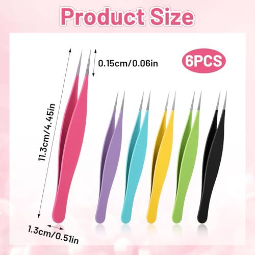 6 Stück Bunte Spitz Pinzette,Mitesser Pinzetten-Set,Präzisions Pinzetten für Mitesser und Akne,Ultrafeine Pickelentferner Werkzeug,für Akne Pickel Comedones Flecken oder Entfernung
