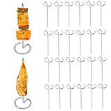Pinchos de Acero Inoxidable, 24 Piezas de Metal para Barbacoa, Pinchos Verticales Redondos Reutilizables, pequeños y Cortos, Accesorios para Barbacoa, Asar, Hornear, Acampar.