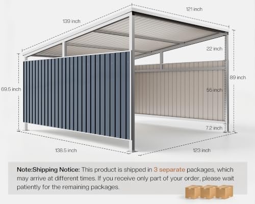 Image of Jocisland 11x10 FT Heavy Duty Sloped Roof Metal Carport with Side Panels
