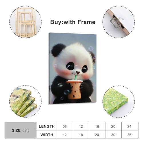 Toile bébé panda boit du thé décor de chambre cocooning