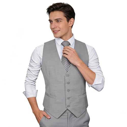 Image of Alizeal Mens Classic Solid Suit Vest Regular Fit Tuxedo Waistcoat | Classic for Wedding Business Daily Wear Wedding