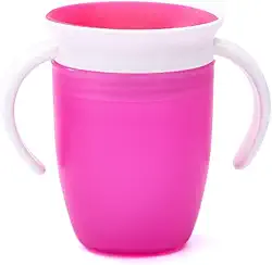 Copo Anti-Vazamento com Bico de Silicone Treinamento Bebê 360° Com Alça BPA Free – 200ML (Rosa)