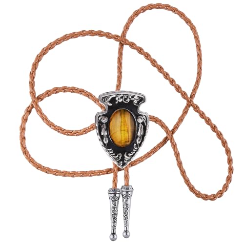Image of Btilasif Bolo Tie Brown for Men, Scorpion Luminous Stone Cowboy Tie Western Leather Necktie Necklace for Women
