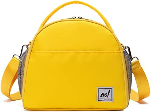 Lunch Bag Insulated Cooler Bag for Women Nylon Waterproof Lightweight Lunch Box Organiser (Yellow)