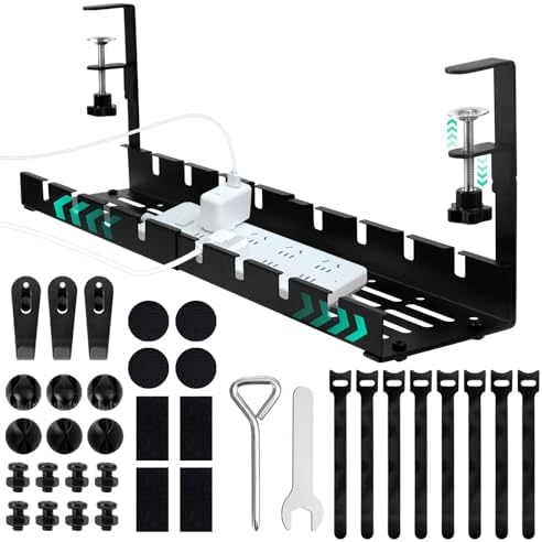 Zecnaud Kabelmanagement Unter Schreibtisch | Metall Kabelkanal 43-74 Cm | Ohne Bohren Montage