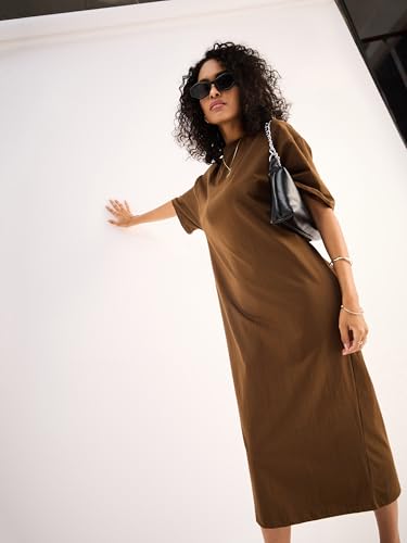 Image of Sassafras Basics Women's Oversized T-Shirt Casual Fit Half Sleeves Streetwear Dress