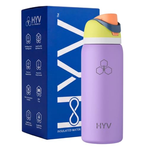 Image of HYV DualFlow Insulated Stainless Steel Water Bottle 1 Litre | Dual-Cap Sipper & Chug for Adults & Kids | Leakproof, BPA-Free, Hot & Cold Thermos | Gym, Sports, Travel, School Flask | Purple Haze