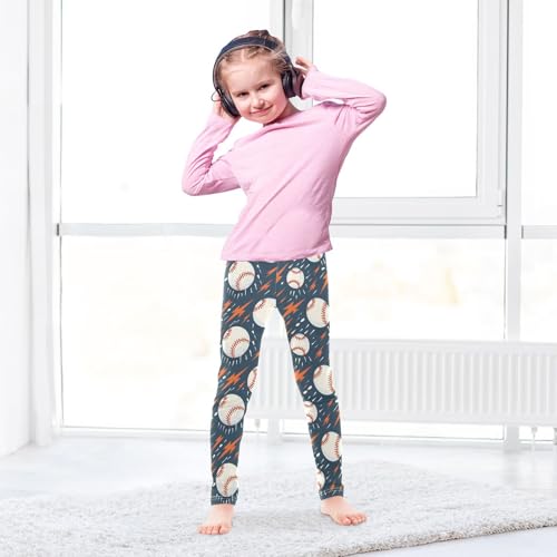 Cartoon Baseball Lightning Girls Leggings Soft Stretch Workout Yoga Dance Pants for Kids Casual Tights4