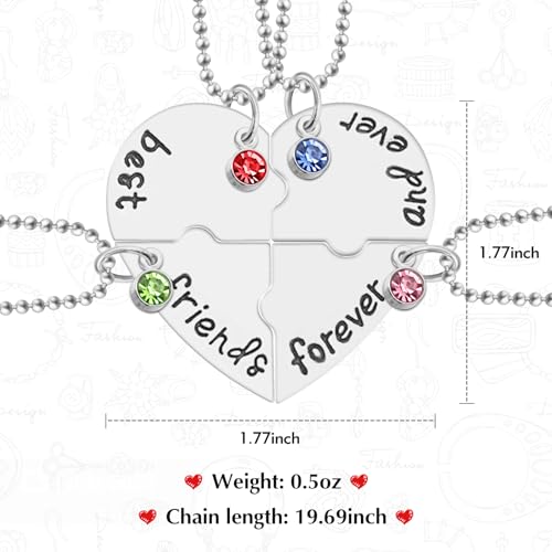 Friendship Necklace - Heart BFF Necklace for 4 Best Friends Forever and Ever Necklace3