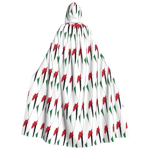 Cape de sorcière et corbeau avec drapeau de la Palestine pour adulte