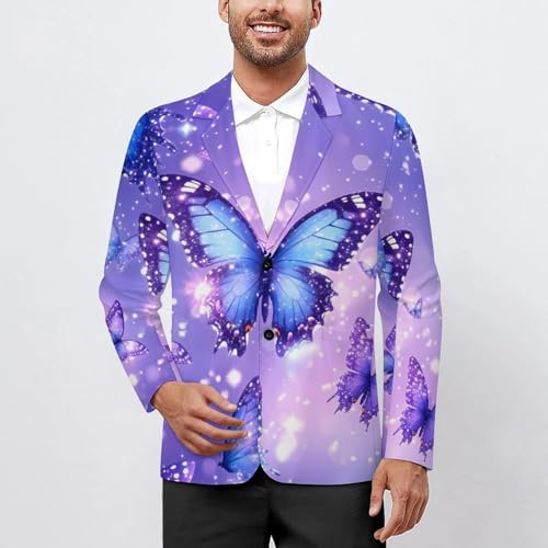 Butterfly Stars Men's Slim Suit Long-Sleeve Prom Tuxedo Classic Two Button Business Jacket2