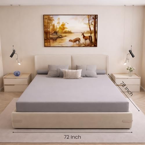 Image of Mattress Protector King Size, Lycra Waterproof Bed Protector King Size, 78x72x8 Inch, Breathable Noiseless Ultra Soft, Elastic Fitted Mattress Cover | Bed Cover (Grey)