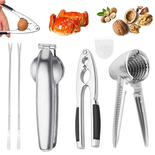 TELAOBAN Alicates Romper Nueces Multifuncional, Cortador de Castañas con 2 Agujas de Nogal, Casca Nueces con Agarre Antideslizante, Cascanueces de Metal, para Castañas, Nueces y Otros Frutos Secos