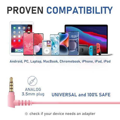 Image of LUDOS FEROX Wired Earbuds in-Ear Headphones, 5 Year Warranty, Earphones with Microphone, Noise Isolation Corded for 3.5mm Jack Ear Buds for iPhone, Samsung, Laptop, Kids, School Students - Pink