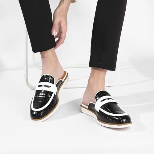 Men's Casual Slip-on Mule Loafer,Mens Fashion Backless Dress Slippers Comfy Lightweight Walking Penny Shoes for Men3