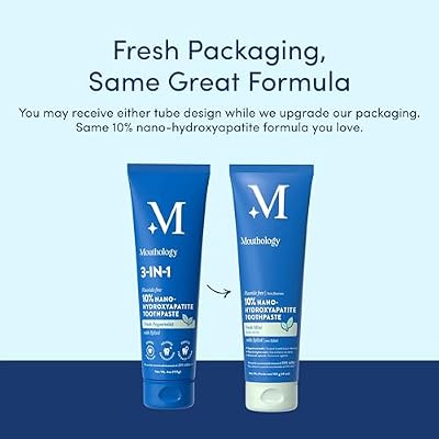 Mouthology 10% Nano Hydroxyapatite Toothpaste (3pk, Fluoride Free), Whitening*, Supports Enamel Care*, Appropriate for Sensitive Teeth*, SLS Free, Xylitol nHA Toothpaste Adults, Mint 4oz (USA Made)
