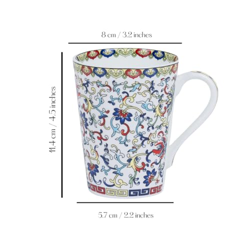 Image of GOLDEN QUEEN'S Mugs Set of 2 for Coffee, Tea, Milk - Ideal for Your Daily Beverage Ritual, Hosting & Casual Gatherings (Himalayan Flora)