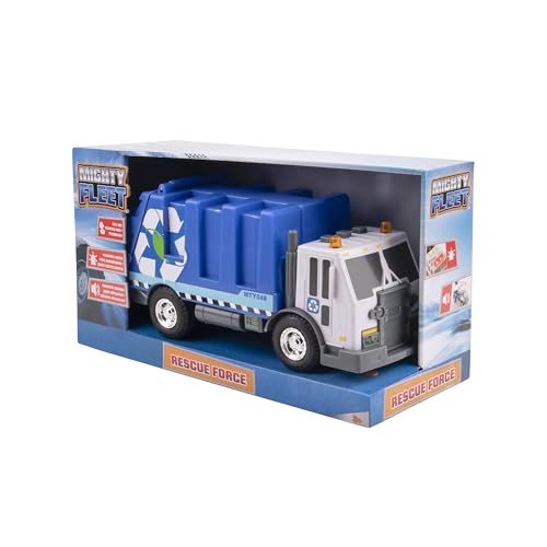 Mighty Fleet Rescue Force 12" Garbage Truck Toy – Realistic Lights & Sounds, Detachable Recycling Bin, Durable Free-Wheeling Design – Ages 3+ by Mighty Fleet - Image 6