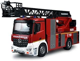 Amewi 22502 Mercedes-Benz Straż pożarna pojazd z drabiną 1:18, RTR, pojazd licencjonowany, czerwony/biały
