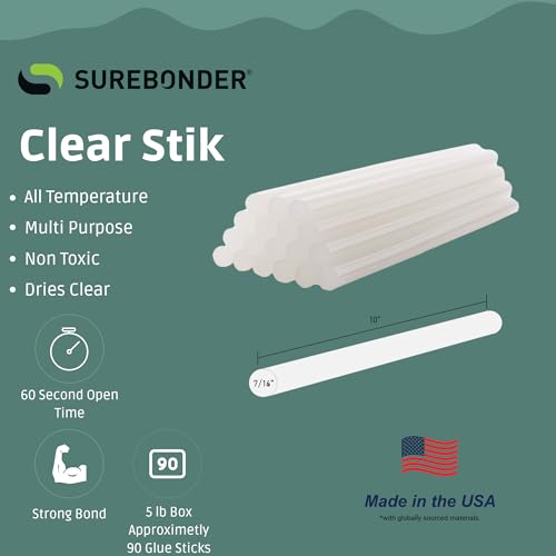 Surebonder All-Temperature, All-Purpose 5 lb Box of 10-Inch Full-Size Hot Glue Sticks for Crafts/DIY - About 94 Glue Sticks Per Box, Clear - Image 2